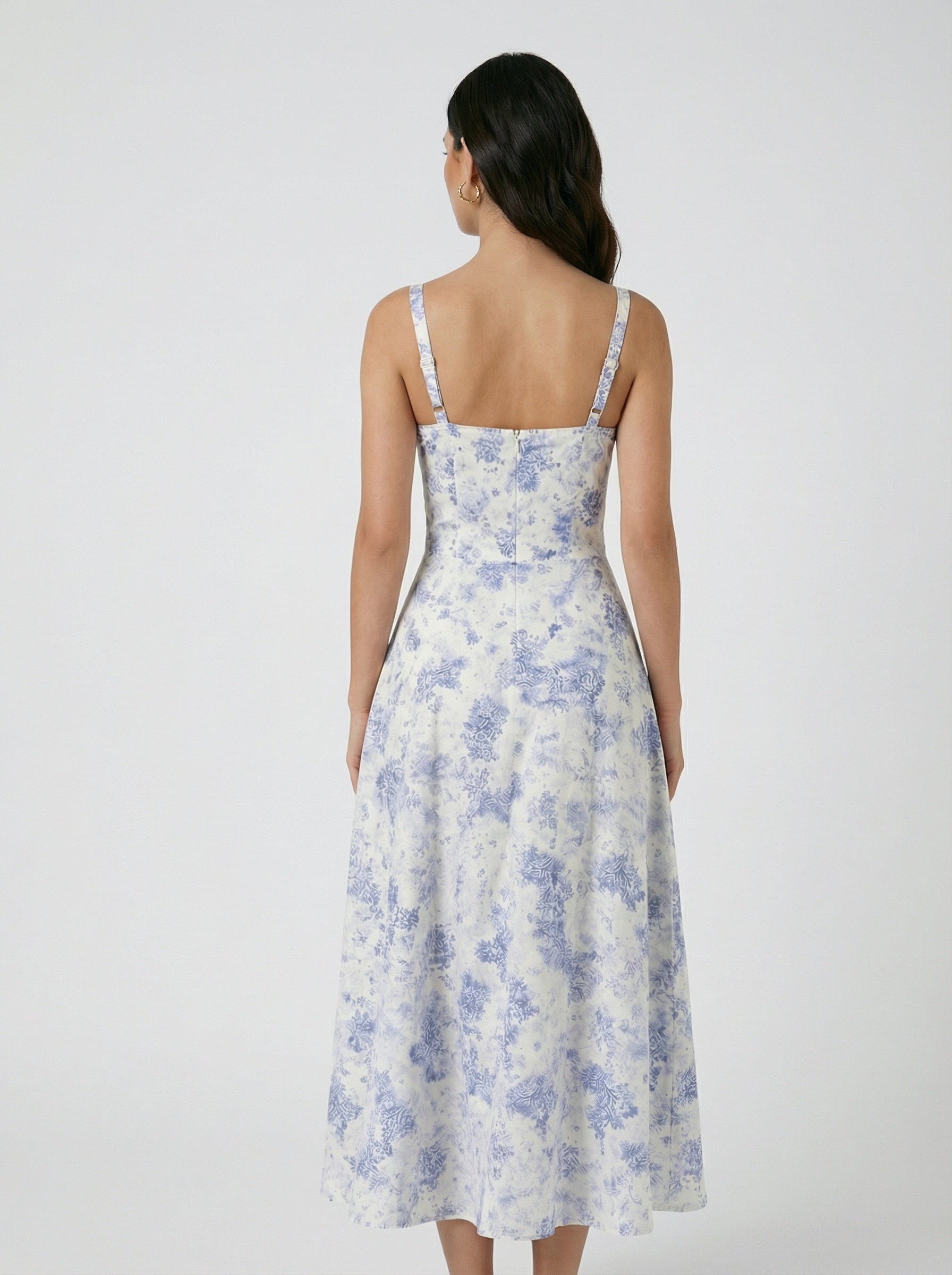 Robe midi évasée à bretelles et lacets pour femme