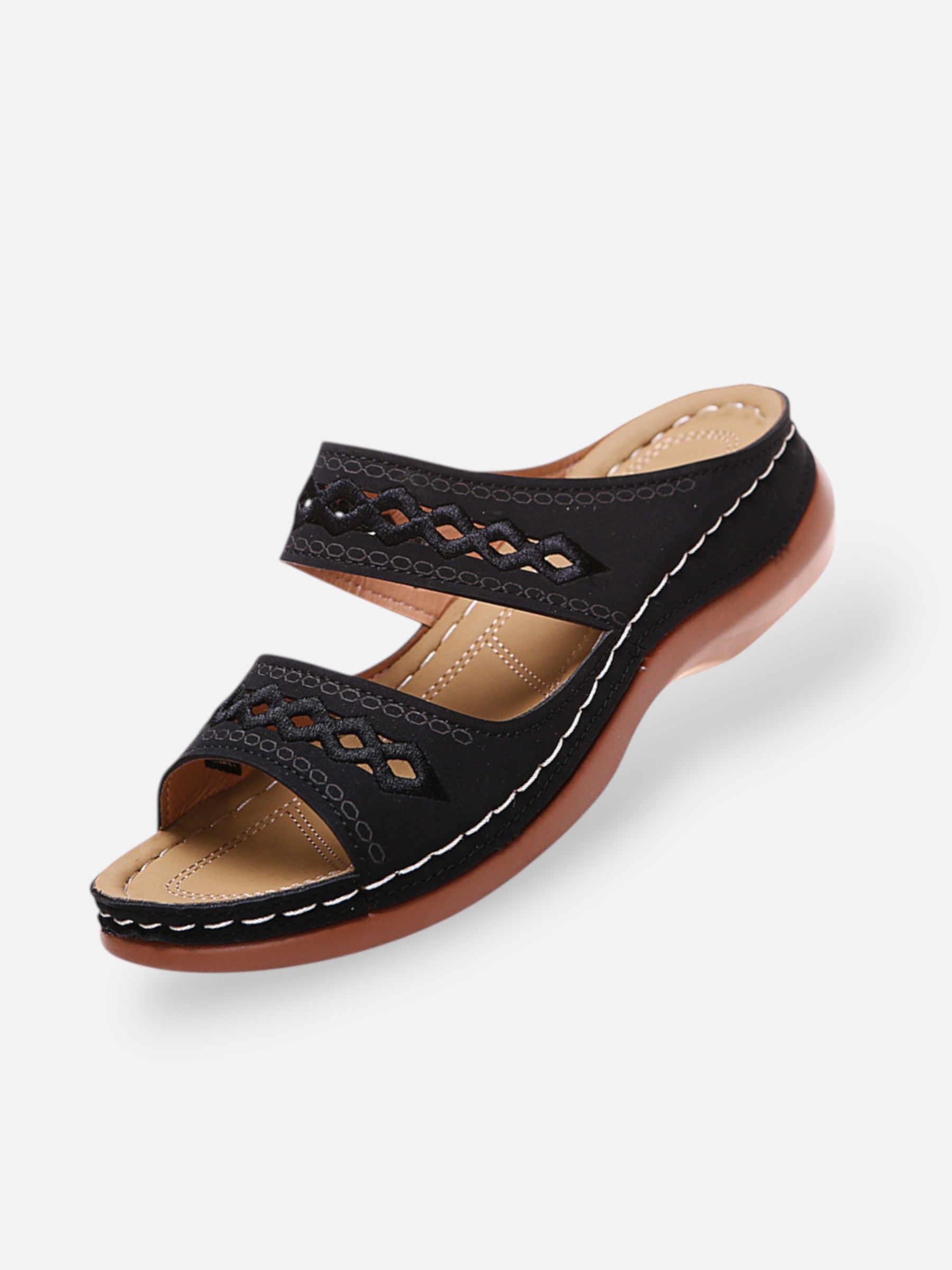 Sandalias de verano para mujer con doble tira y diseño calado