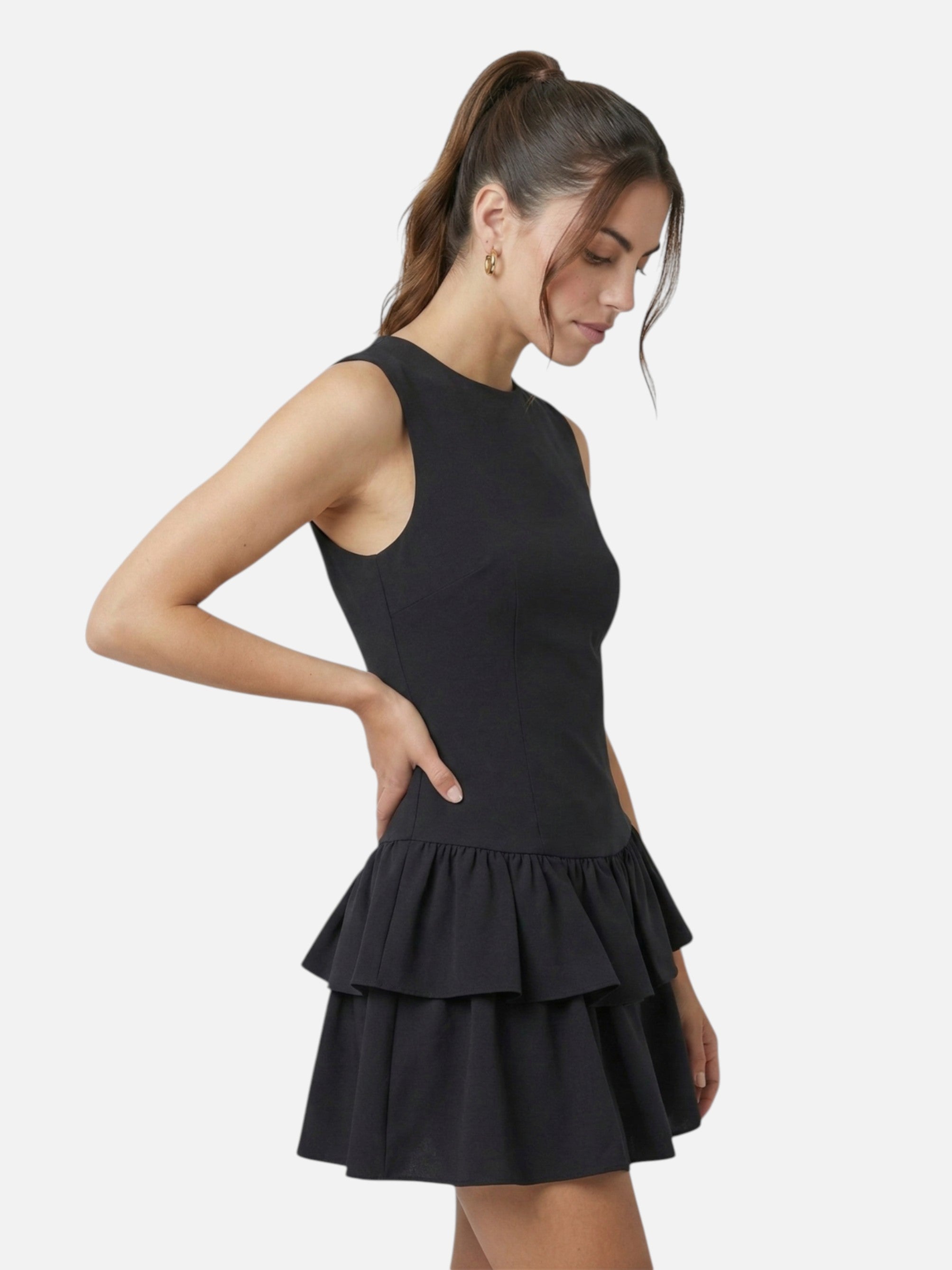 Mini robe élégante à volants pour femme