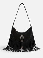 Sac Épaule Femme en Suédine à Franges et Boucle