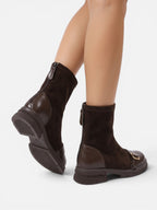 Bottines Femme en Daim à Boucle et Zip