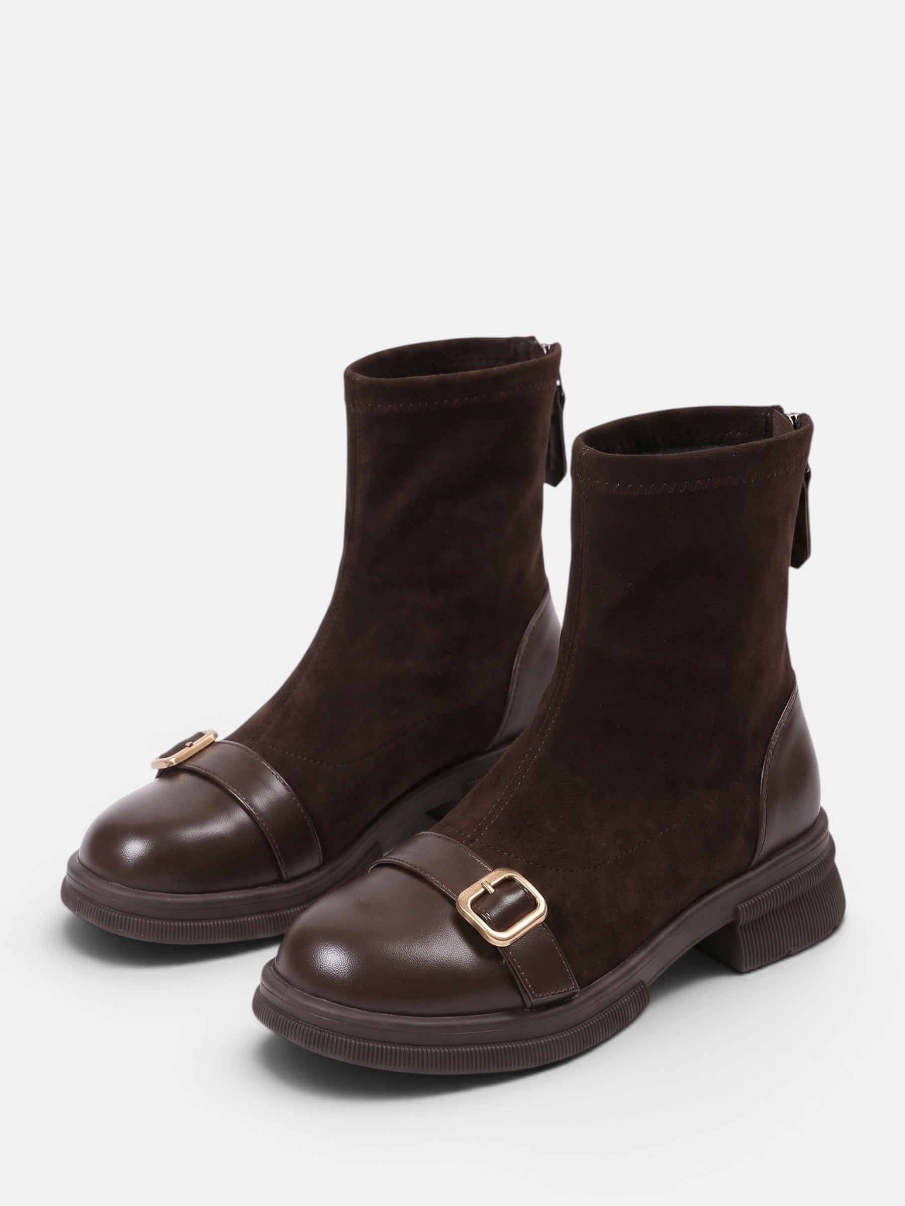 Bottines Femme en Daim à Boucle et Zip