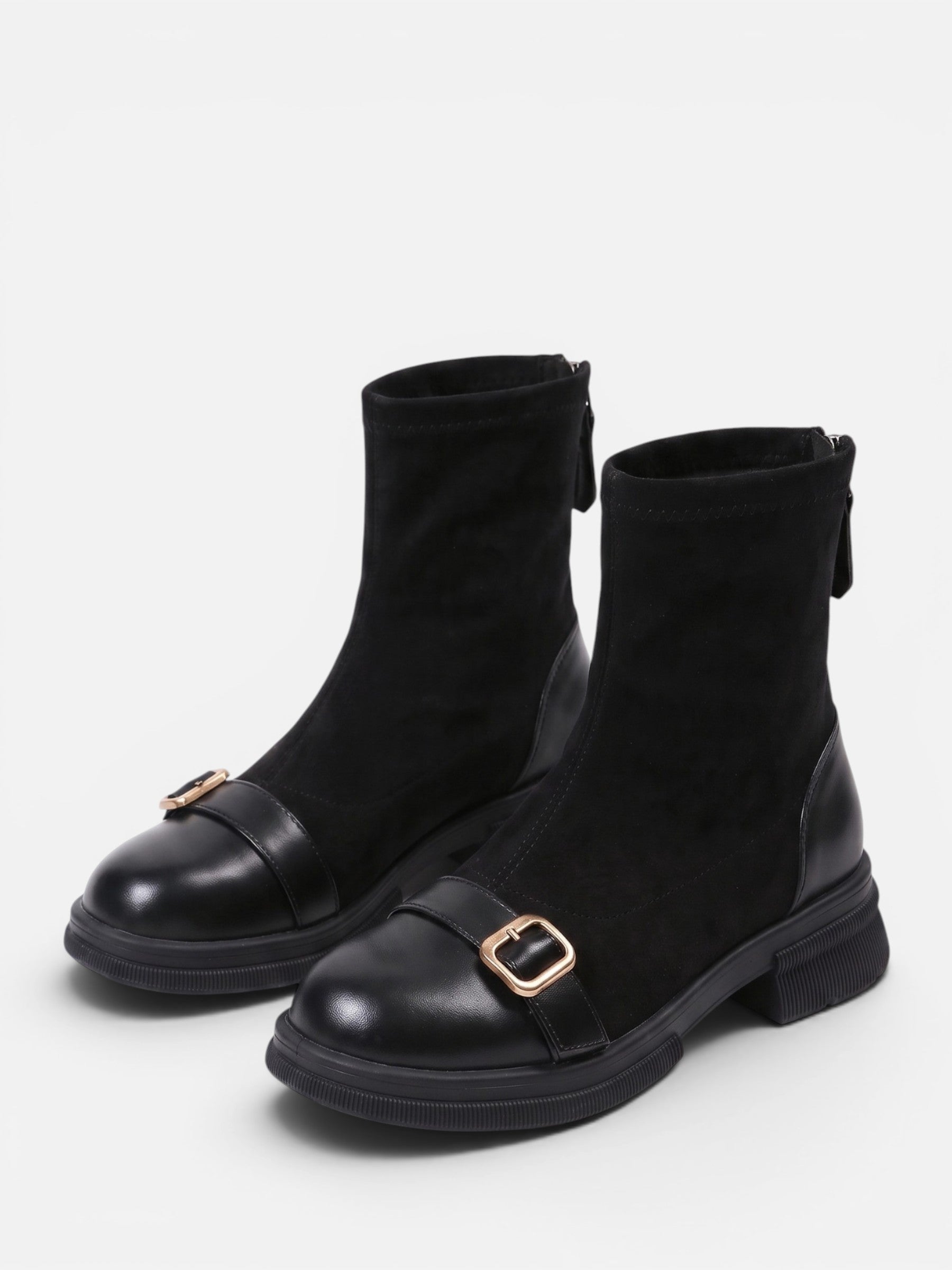 Bottines Femme en Daim à Boucle et Zip