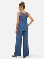 Ensemble en lin avec détail crochet au dos pour femme