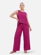 Ensemble en lin avec détail crochet au dos pour femme