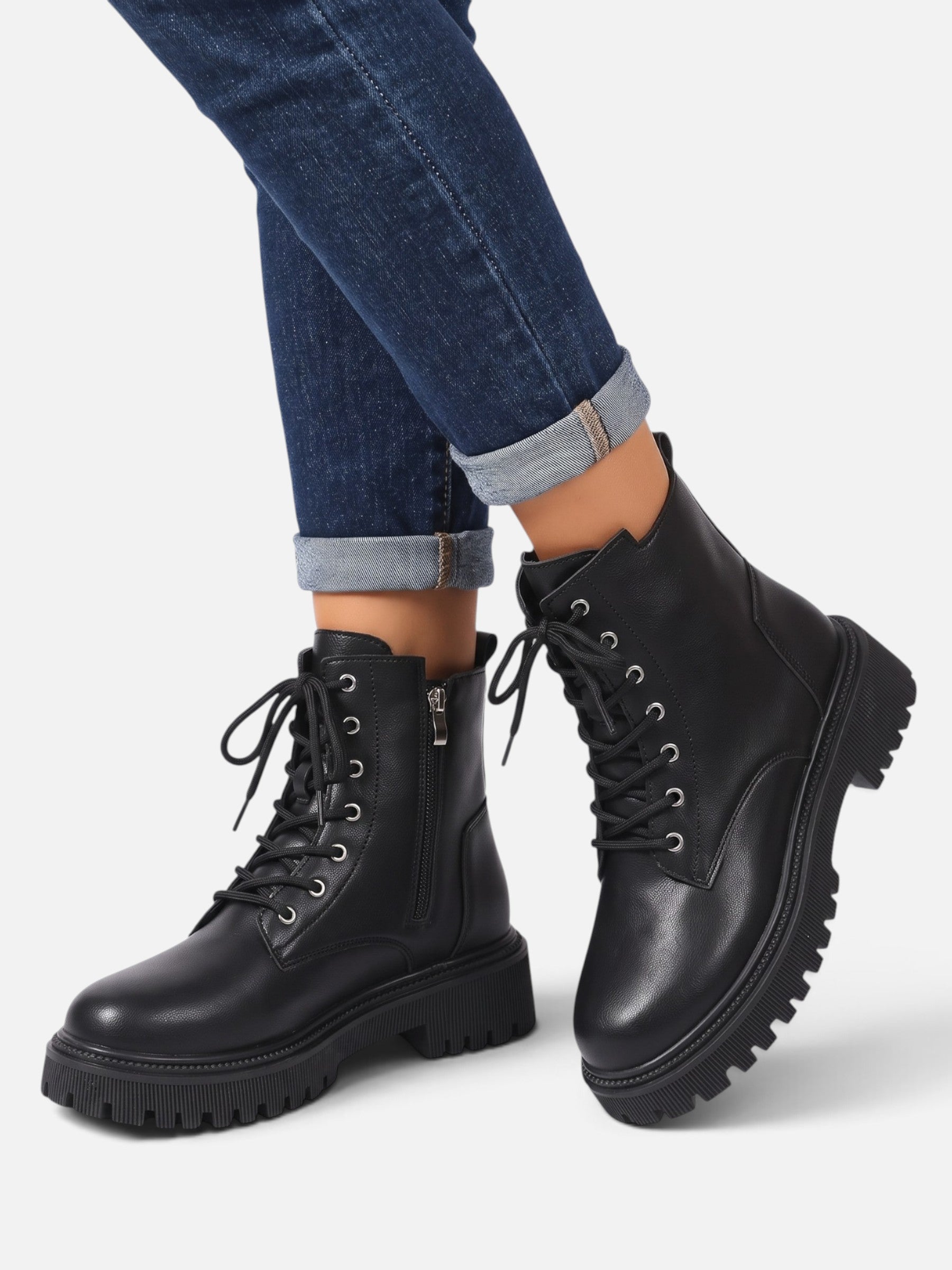 Bottines Femme Lacées Semelle Épaisse