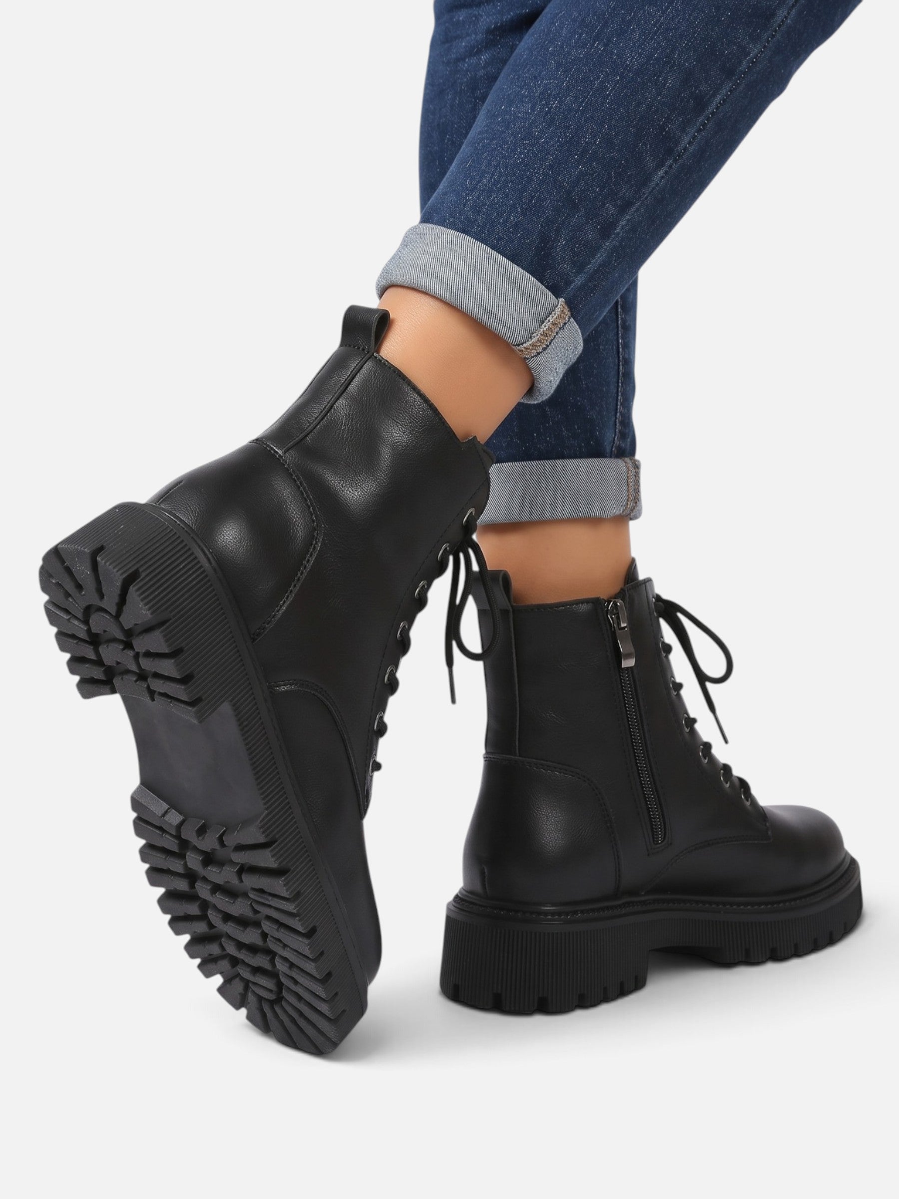 Bottines Femme Lacées Semelle Épaisse