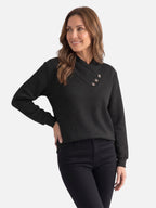 Sweat Femme Col Boutonné Texturé