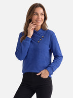 Sweat Femme Col Boutonné Texturé