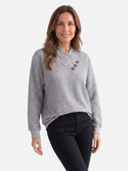 Sweat Femme Col Boutonné Texturé