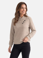 Sweat Femme Col Boutonné Texturé