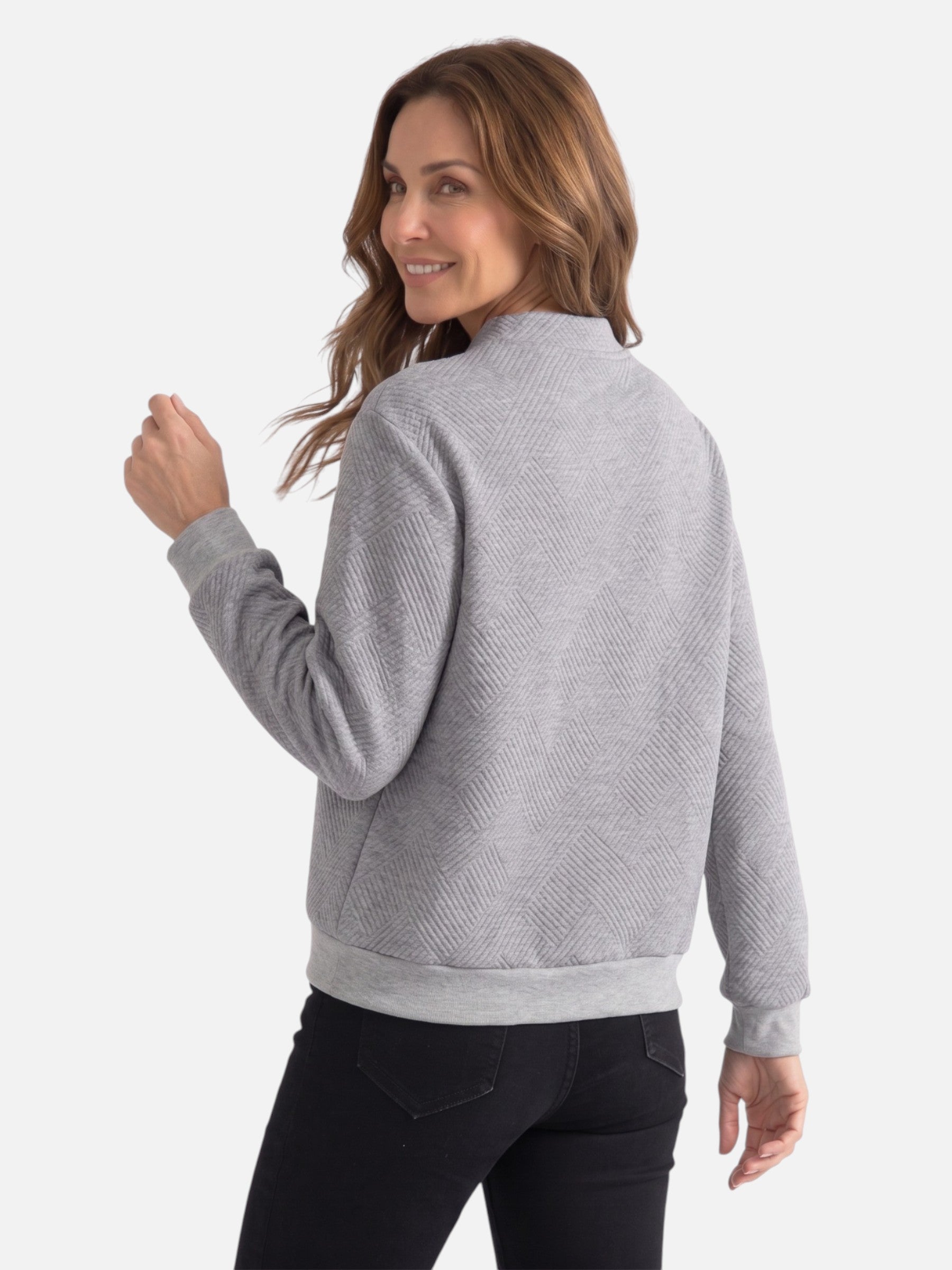 Sweat Femme Col Boutonné Texturé