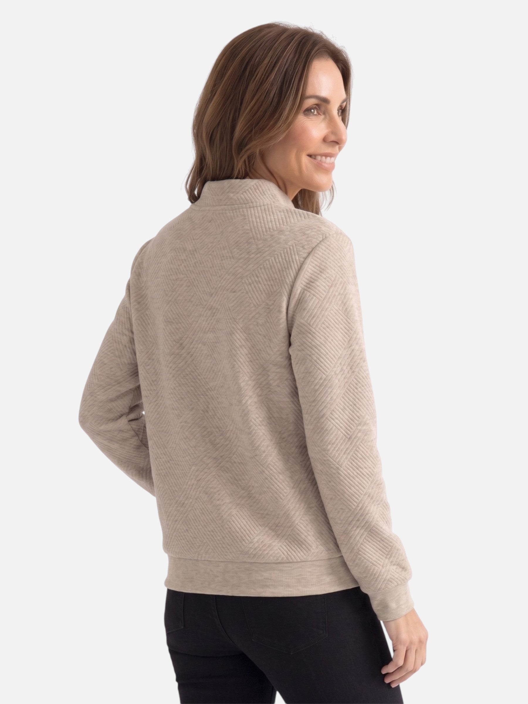 Sweat Femme Col Boutonné Texturé