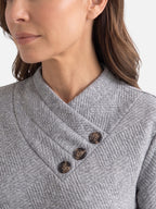 Sweat Femme Col Boutonné Texturé