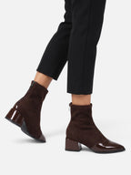 Bottines Femme Daim Cuir Verni Talon Bloc