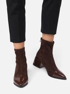 Bottines Femme Daim Cuir Verni Talon Bloc