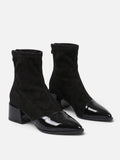 Bottines Femme Daim Cuir Verni Talon Bloc