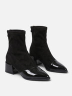 Bottines Femme Daim Cuir Verni Talon Bloc