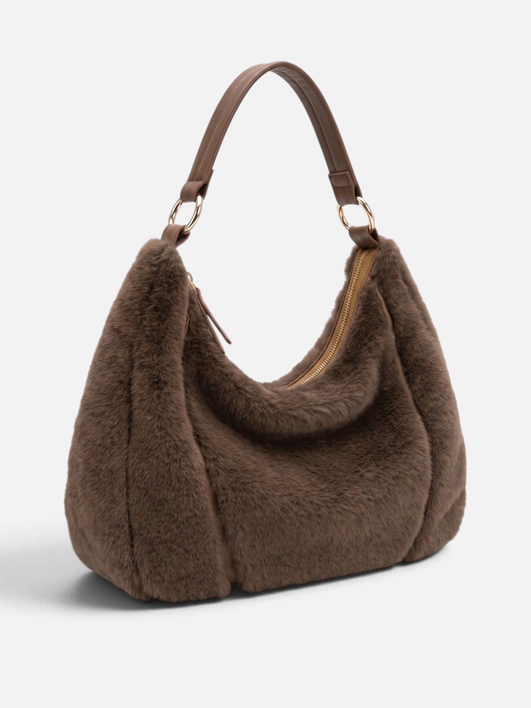 Sac Hobo Femme Fausse Fourrure Zippé