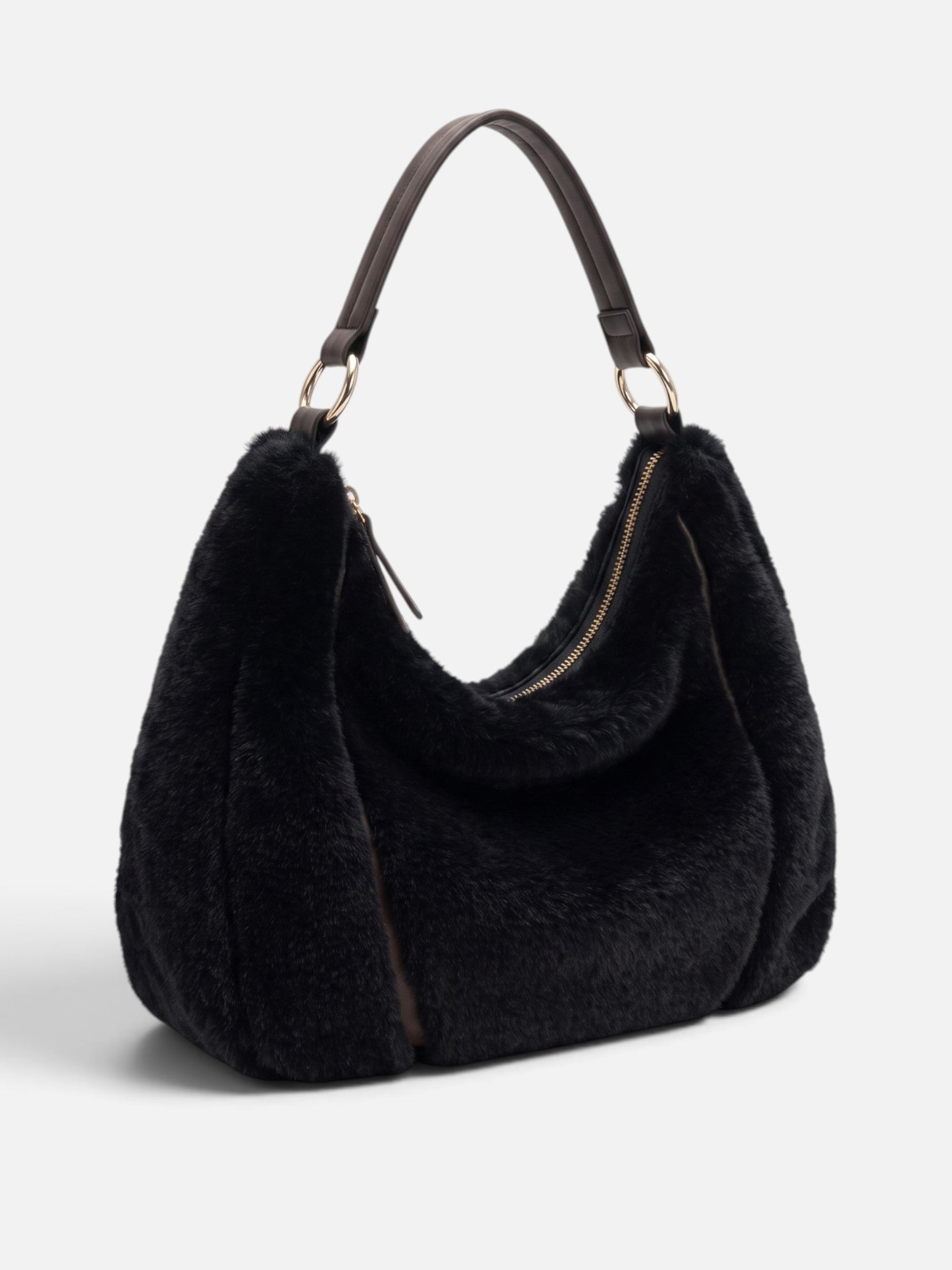 Sac Hobo Femme Fausse Fourrure Zippé