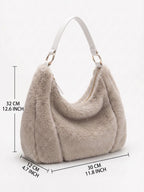 Sac Hobo Femme Fausse Fourrure Zippé