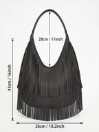 Sac Hobo Femme à Franges en Cuir