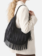 Sac Hobo Femme à Franges en Cuir