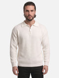 Pull Homme Col Polo Demi-Zip Maille Côtelée