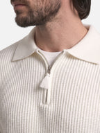 Pull Homme Col Polo Demi-Zip Maille Côtelée