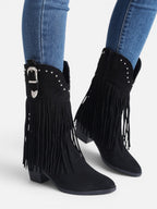 Bottes Cowboy Femme Franges Cloutées Suédine