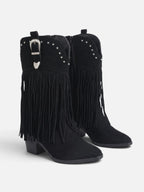 Bottes Cowboy Femme Franges Cloutées Suédine