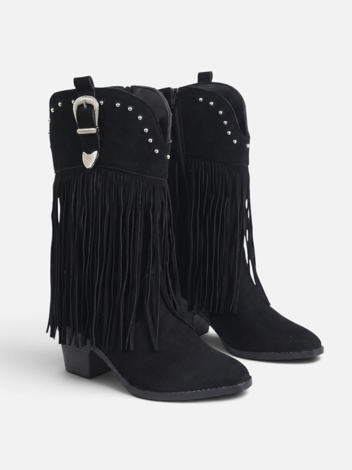 Bottes Cowboy Femme Franges Cloutées Suédine