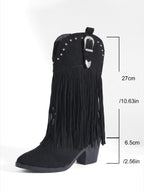 Bottes Cowboy Femme Franges Cloutées Suédine