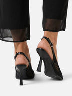 Escarpins Femme Dentelle Fleurie Slingback Bout Pointu