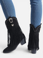 Bottes Cowboy Femme Franges Cloutées Suédine