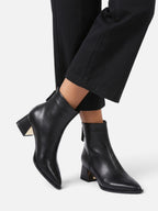 Bottines Femme Cuir Bout Pointu Talon Bloc
