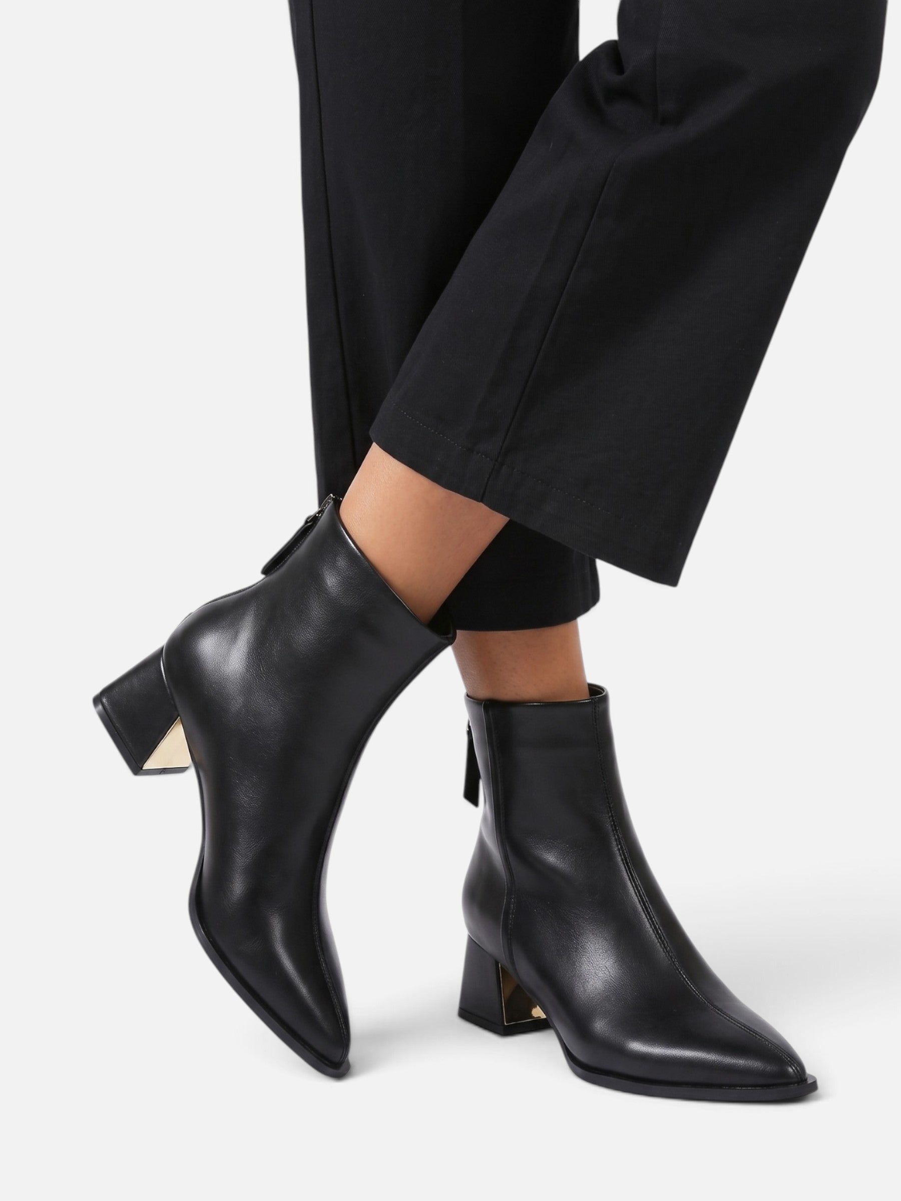 Bottines Femme Cuir Bout Pointu Talon Bloc