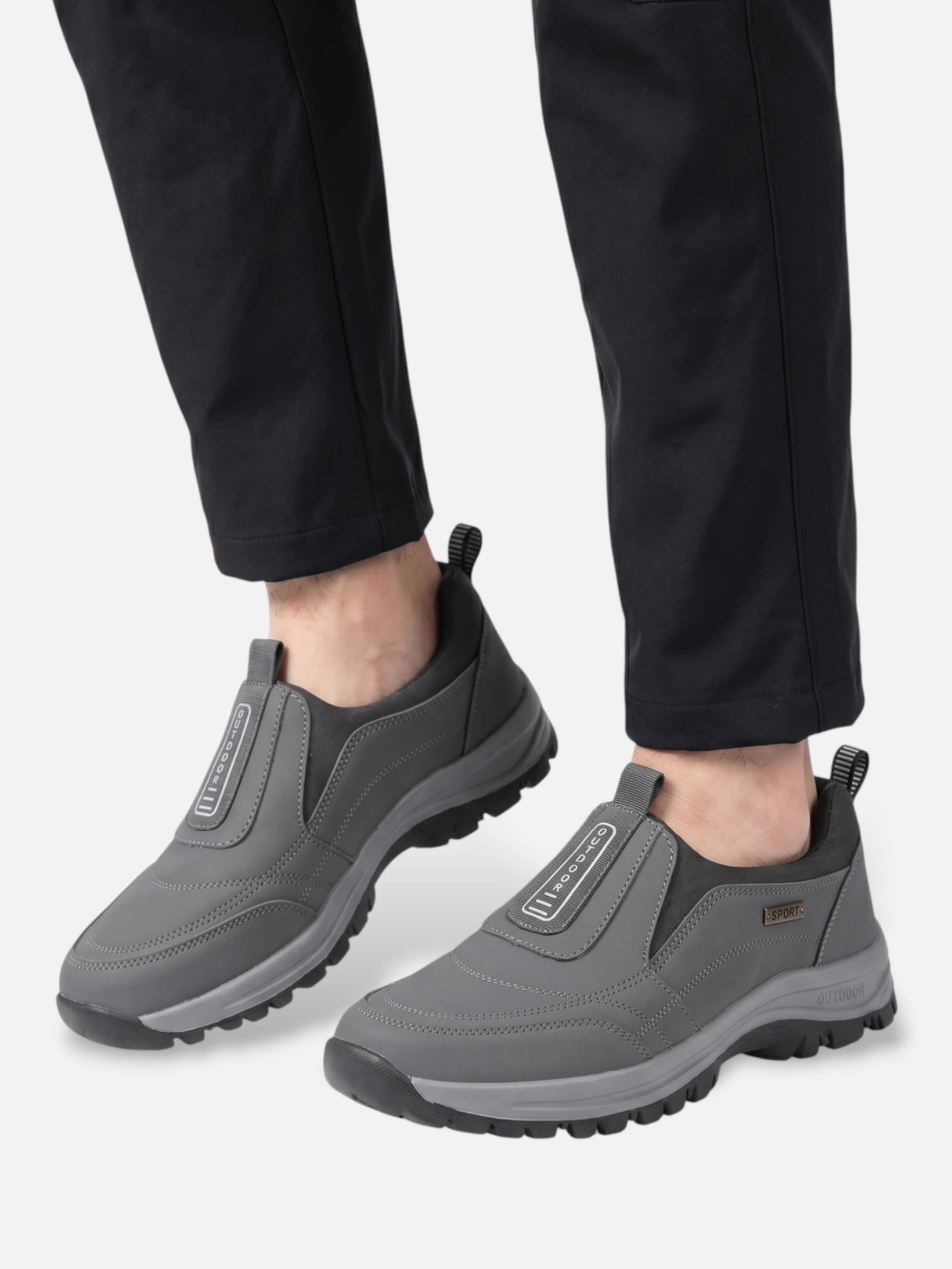 Men's Suede-Look Slip-On Outdoor Trainers with Chunky Grip Sole