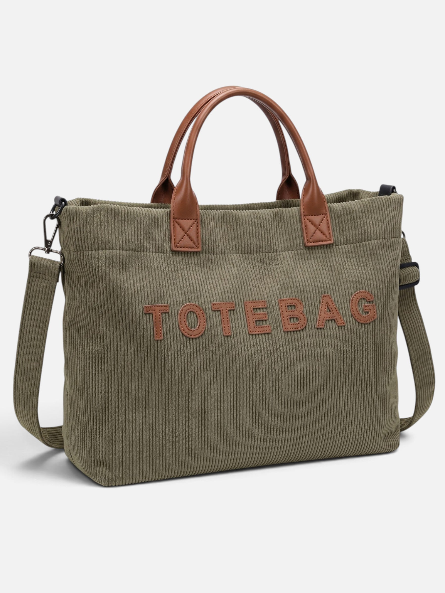 Sac Cabas Femme Velours Côtelé À Lettrage