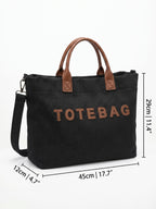 Sac Cabas Femme Velours Côtelé À Lettrage