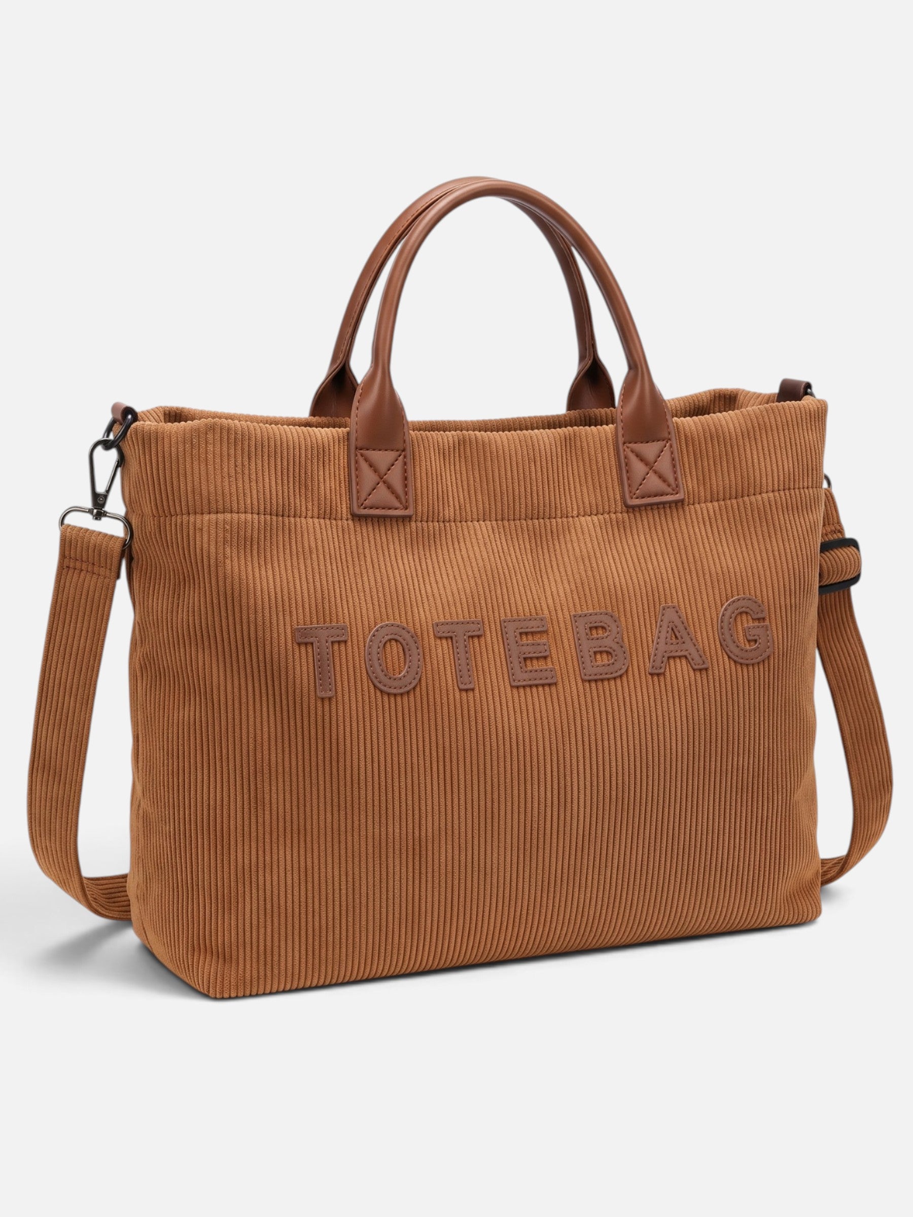 Sac Cabas Femme Velours Côtelé À Lettrage