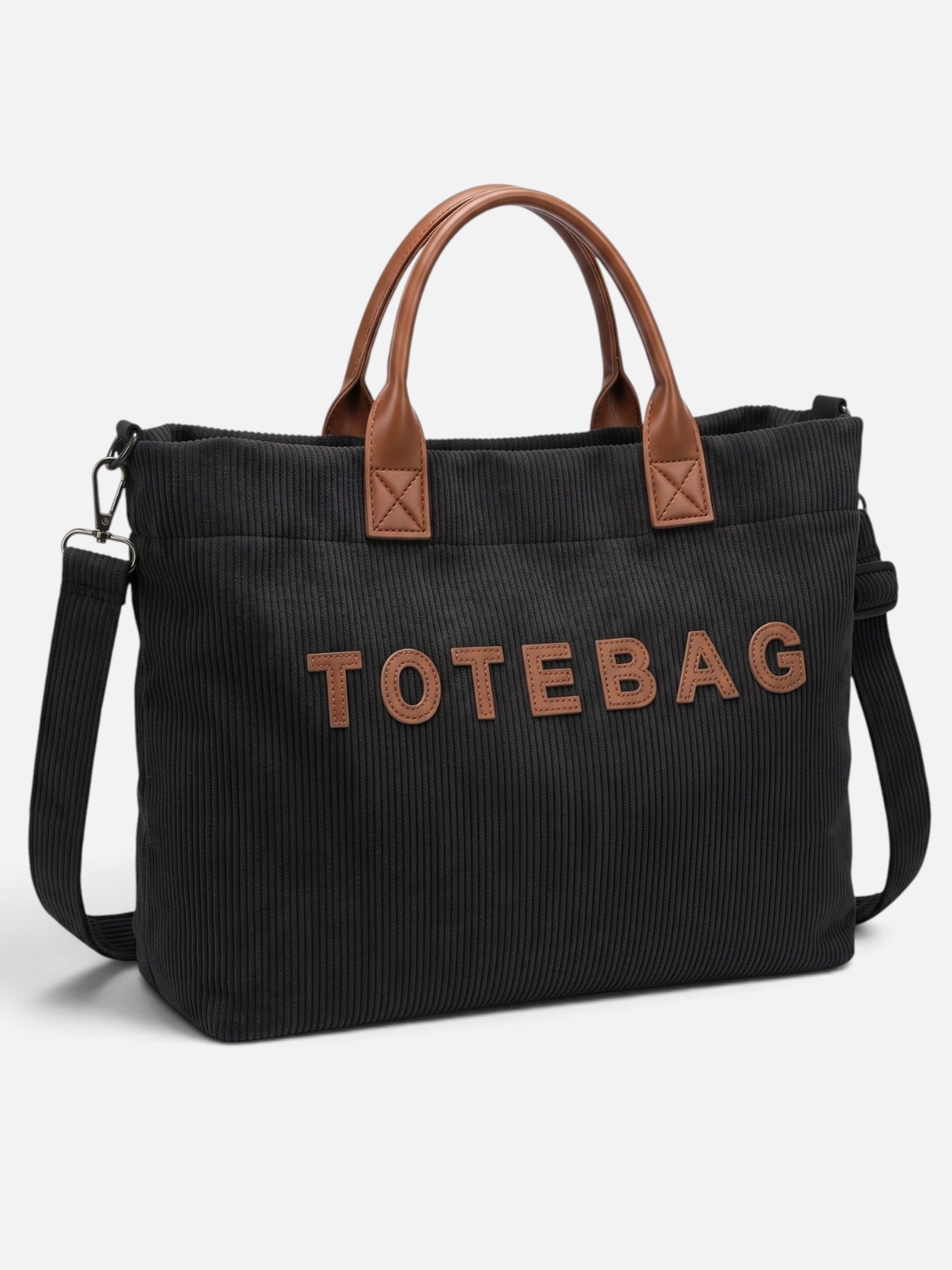 Sac Cabas Femme Velours Côtelé À Lettrage