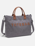 Sac Cabas Femme Velours Côtelé À Lettrage
