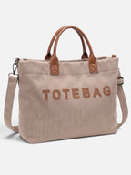 Sac Cabas Femme Velours Côtelé À Lettrage