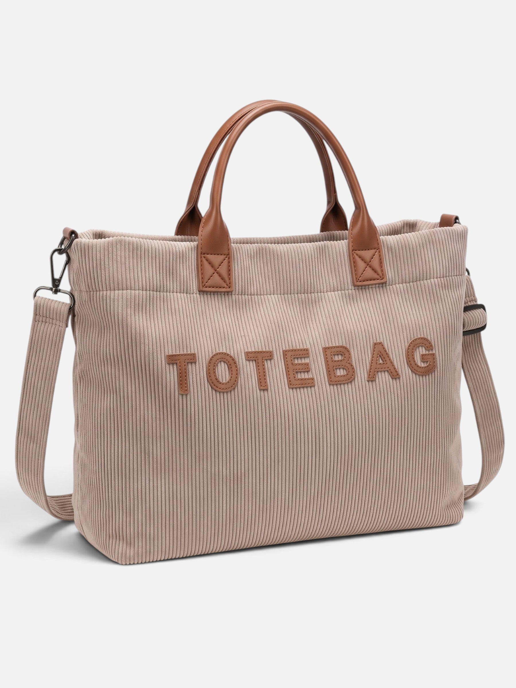 Sac Cabas Femme Velours Côtelé À Lettrage