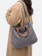 Sac Cabas Femme Velours Côtelé À Lettrage