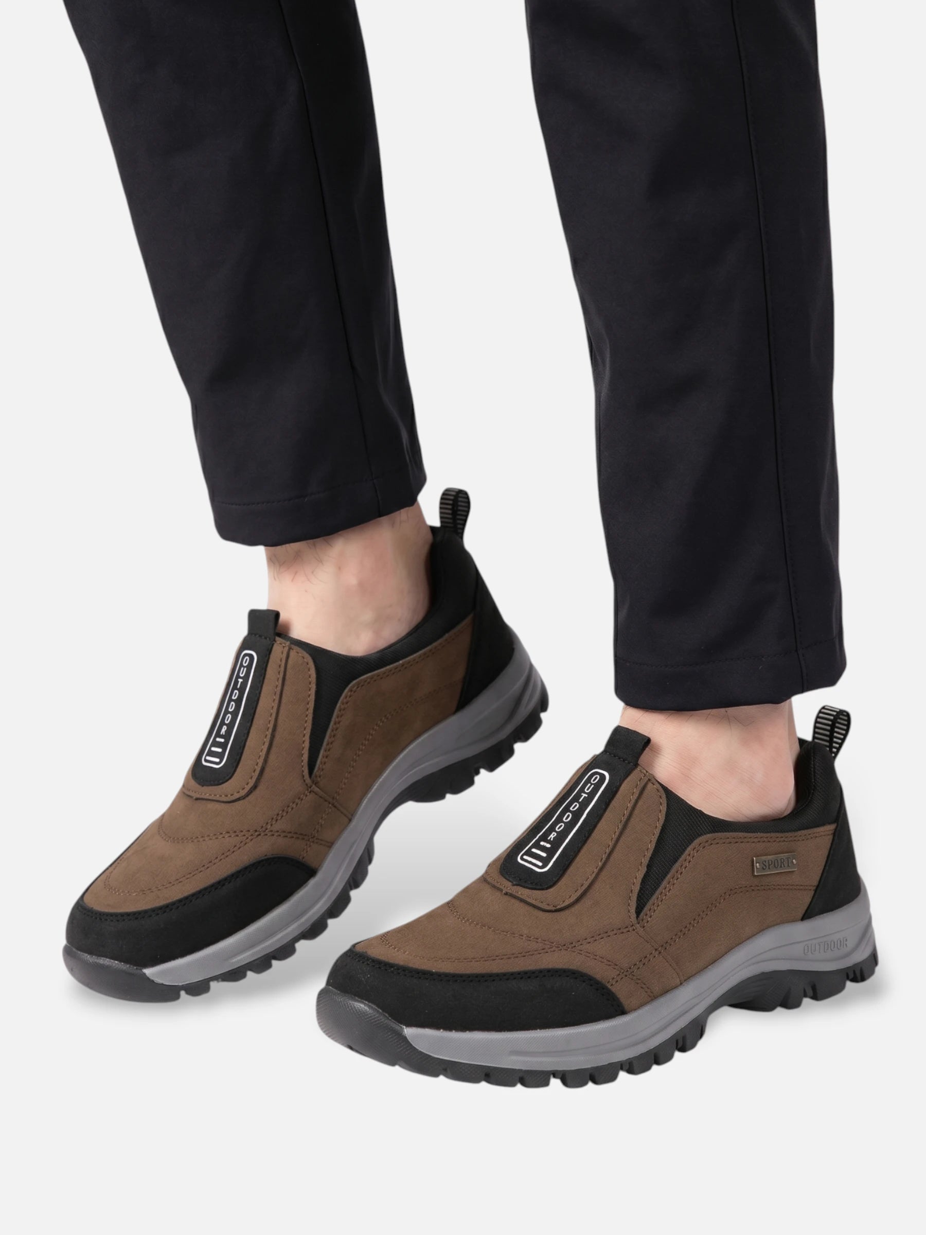 Men's Suede-Look Slip-On Outdoor Trainers with Chunky Grip Sole