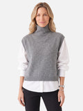 Gilet Femme Sans Manches Col Roulé Maille