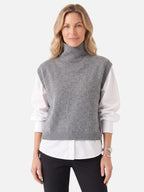 Gilet Femme Sans Manches Col Roulé Maille
