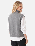 Gilet Femme Sans Manches Col Roulé Maille